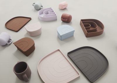 Tablett & Schale mit Fächern im Regenbogen-Design OYOY