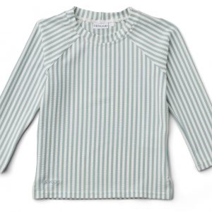 NOAH Seersucker Badeshirt sea blue/white